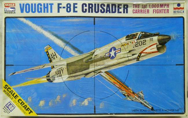 ESCI 1/48 LTV F-8E (F8) Crusader - VF-162 USS Oriskany / VMF-312 Marines / French Navy Flotille 14 F, SC-4011 plastic model kit